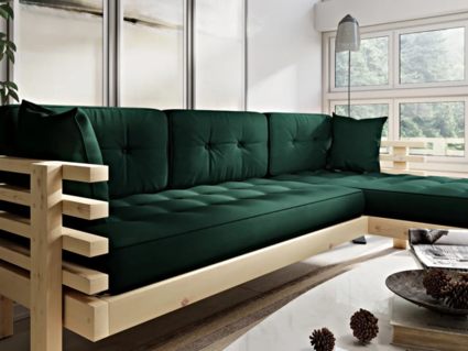 Диван Арско Стоун угловой трехместный зеленый Длина 220 см