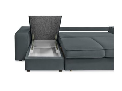 Диван Фиеста Мебель Монако с оттоманкой велюр Vivaldi 08 серый Длина 247 см