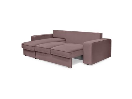 Диван Фиеста Мебель Монако с оттоманкой велюр Vivaldi 28 розовый Длина 247 см