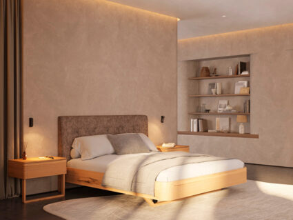 Кровать Rivi Charm Бук натуральный/замша Keytur 101 120х200