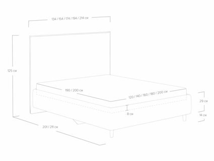 Кровать Сонум Eveline Микровелюр Лаванда (с подъемным механизмом) 140х190