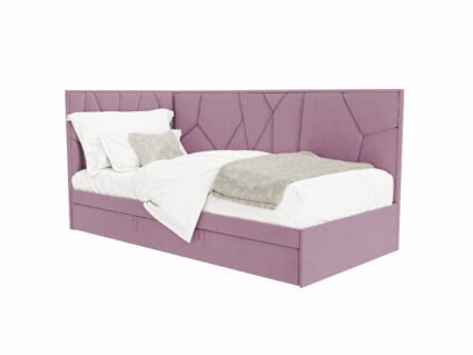 Кровать Beautyson Helga угловая (с ящиком) велюр Formula 392 розовый