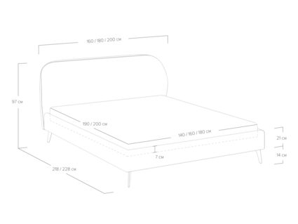 Кровать Сонум Katrin Кашемир Голубой 180х200