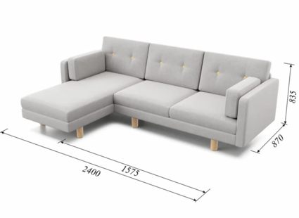 Диван Арско Ингвар угловой трехместный светло-серый Длина 240 см