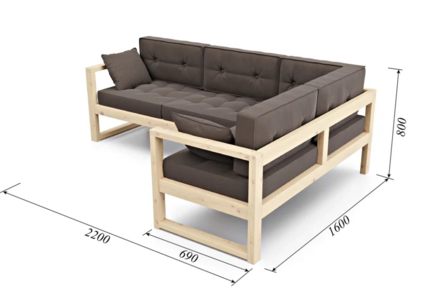Диван Арско Астер угловой трехместный коричневый