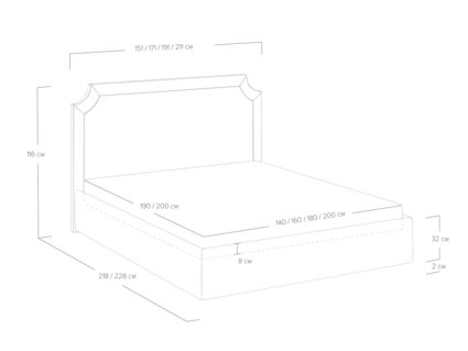 Кровать Сонум Eliot Микровелюр Кремовый (с подъемным механизмом) 200х190