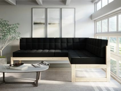 Диван Арско Сега угловой трехместный черный