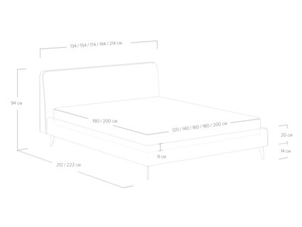 Кровать Сонум Boston Кашемир синий 180х200