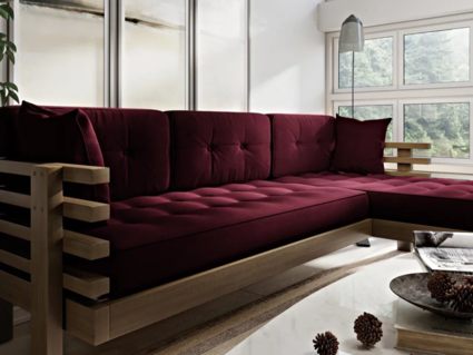 Диван Арско Стоун угловой трехместный бордовый Длина 220 см