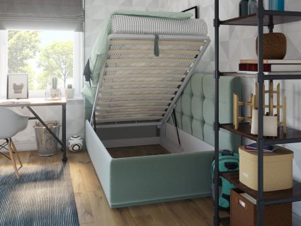 Кровать Nuvola Sabina угловая Velutto 22 (с подъемным механизмом) 140х190